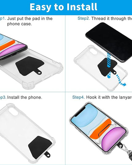 SHANSHUI Phone Lanyard, Neck Wrist Nylon Cell Phone Lanyard 1Pcs Tether Pads Compatible with iPhone & All Smartphones in Full Cover Cases