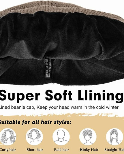 Wmcaps Winter Beanie for Men Women, Fleece Lined Beanie Soft Warm Knit Hat Ski Stocking Cuffed Cap