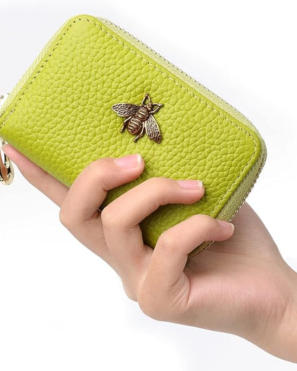 imeetu RFID Credit Card Holder, Small Leather Zipper Card Case Wallet for Women