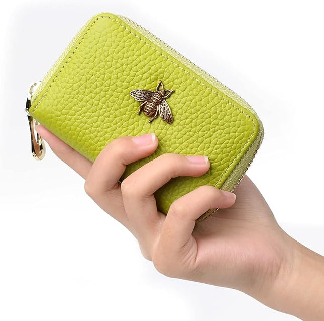 imeetu RFID Credit Card Holder, Small Leather Zipper Card Case Wallet for Women