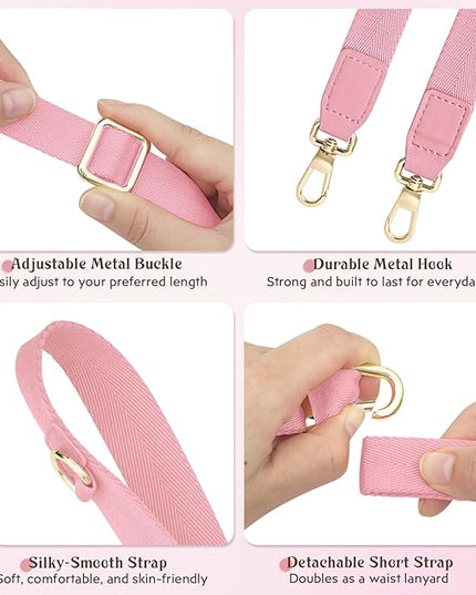 WEZEBEL Pink Crossbody Strap for Cell Phone, Adjustable Nylon Lanyard & Accessory Kit for iPhone– Soft & Stylish Phone Necklace for Everyday Carry