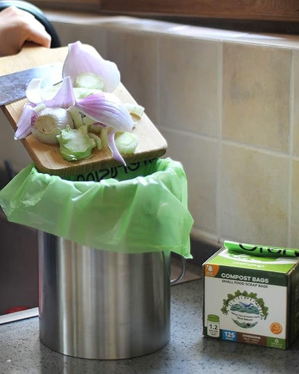 GreFusion Compostable Bags for Kitchen Compost Bin, 1.2 Gallon, 125 Count, Certified by BPI and ASTM, Leakproof and Odor Control
