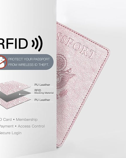 VIDIVICI Passport Wallet For Women,Passport Holder For Women-Gold Rose