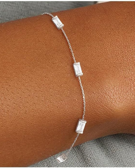 FUNEIA Dainty Silver Gold Bracelets for Women Trendy Non Tarnish 14K Gold Plated Waterproof Diamond Bracelets Cute Stackable Heart Butterfly Clover Cross Evil Eye Charm Bracelet Stack Jewelry Gifts