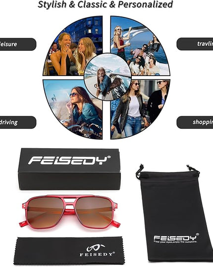 FEISEDY Retro Square Aviator Sunglasses Women Men 70s Vintage Trendy Plastic Frame Sun Glasses B2835