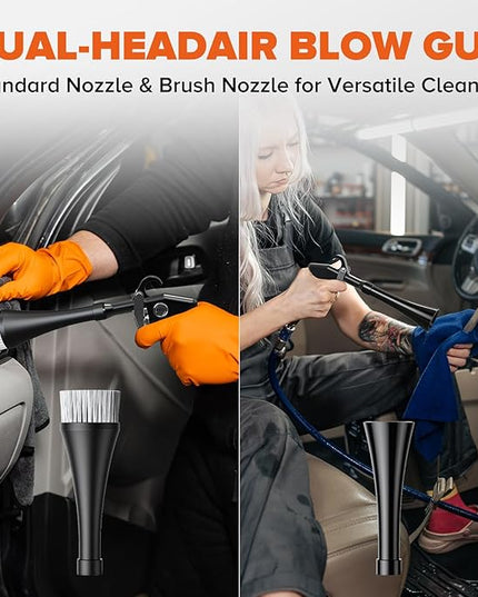 Tornado Car Cleaning Gun Interior Dryer Air Blow Gun, Automotive Tool Car Detailing Supplies High Pressure Air Gun, Car Detailing Cleaner Kit for Car Quickly Blasts Dirt and Dust Works with Air Silver