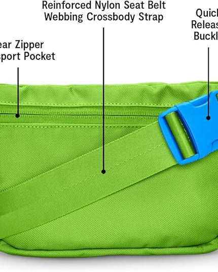 Baboon to the Moon Fanny Pack Full Size 3L Water Repellent Waist Bags Crossbody Belt Bag Lightweight Travel Everyday Bag for Men Women, Lime Breeze