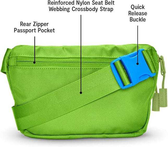 Baboon to the Moon Fanny Pack Full Size 3L Water Repellent Waist Bags Crossbody Belt Bag Lightweight Travel Everyday Bag for Men Women, Lime Breeze