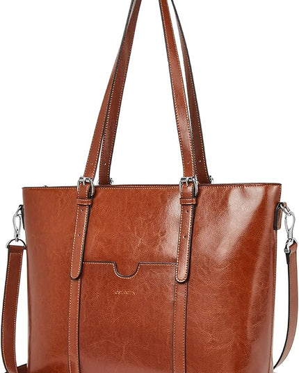 BOSTANTEN Leather Laptop Bag Work Tote for Women Shoulder Handbag Briefcase 15.6 inch Satchel Computer Bag