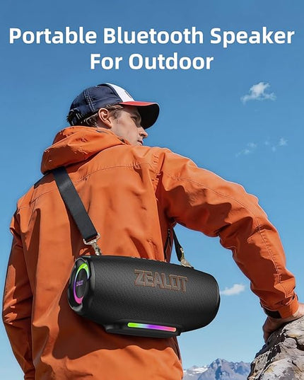ZEALOT Bluetooth Speaker, 120W MAX Loud Portable Outdoor Speaker Bluetooth with Bidirectional Fast Charging/LED Lights/IPX6 Waterproof/Power Indicator/EQ/TF/AUX