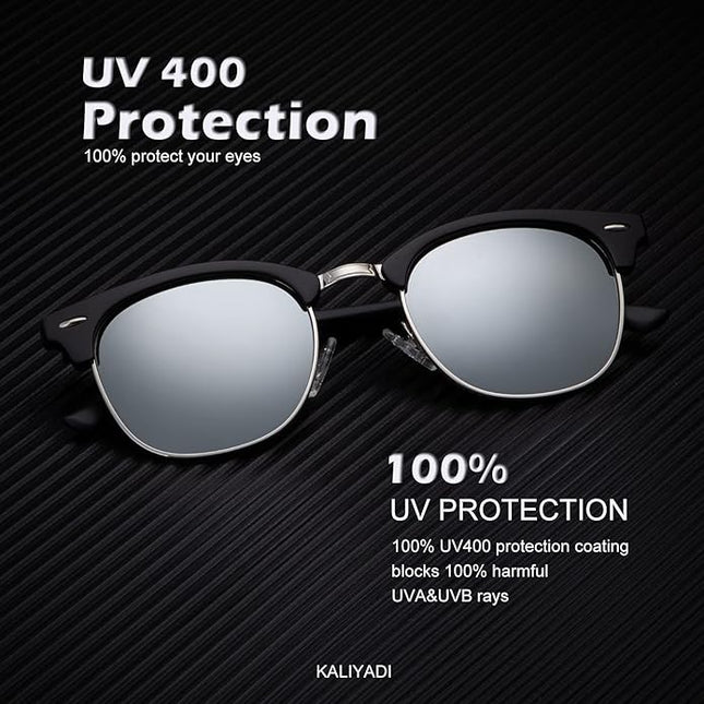 KALIYADI Polarized Sunglasses for Men and Women Semi-Rimless Frame Driving Sun glasses UV Blocking