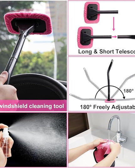 Viewsun Car Vacuum Cordless Rechargeable, 8000PA High Power Handheld Vacuum Cleaner with 17PCS Car Cleaning Kit, Pink Auto Accessories for Women Gift