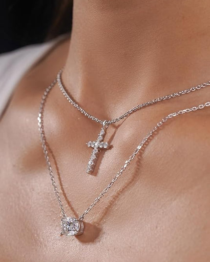 IMOLOVE Moissanite Solitaire Pendant Necklaces for Women Sterling Silver with 18K White Gold Plated 1-3 Carat D Color VVS1 Clarity Mossanite Jewelry for Women