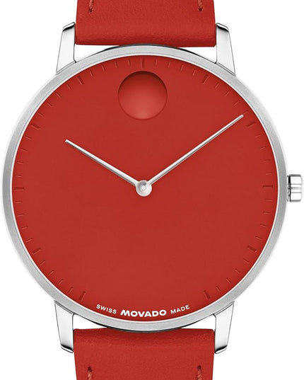Movado Face Watch - Swiss Quartz, Leather Strap - Classic, Timeless Luxury Fashion Timepiece for Him or Her - 41mm