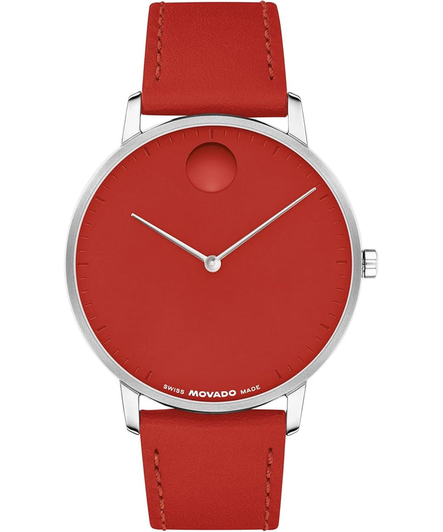 Movado Face Watch - Swiss Quartz, Leather Strap - Classic, Timeless Luxury Fashion Timepiece for Him or Her - 41mm