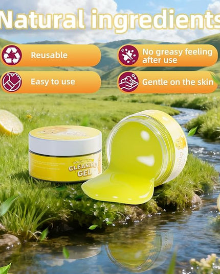 ColorCoral Car Cleaning Gel (Lemon Scent,Yellow),Reusable Dust Cleaning Gel for Car Interior Cleaning Kit, Auto Vent Cleaner，Keyboard Cleaner Gel for Cleaning Dust and Debris from Corners, Crevices