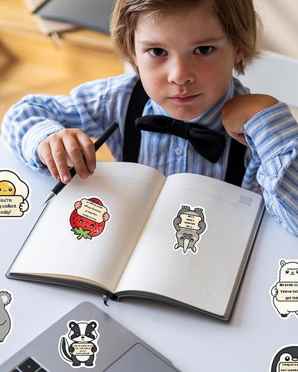 100PCS Cute Stickers for Kids, Affirmation Animal Stickers, Motivational Stickers for Kids Adults, Inspirational Vinyl Waterproof Decals for Water Bottles,Laptops, Phones, Journal Scrapbook