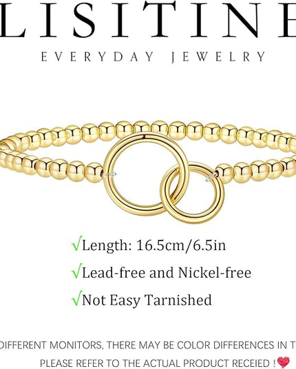 Gold Bracelets for Women 14K Gold Beaded Bracelets Stackable Bracelets for Women Gold Charm Bracelet Non Tarnish Gold Jewelry for Women Trendy