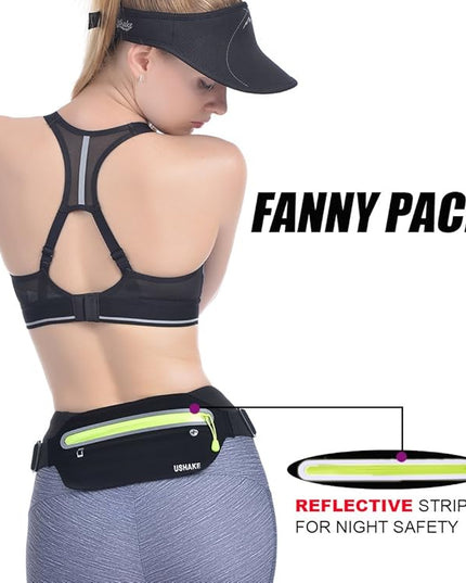 USHAKE Slim Running Belt, Ultra Light Bounce Free Waist Pouch Fitness Workout Belt Sport Waist Pack Exercise Waist Bag for Apple iPhone Samsung in Running Gym Marathon Cycling