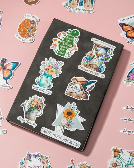 Waterproof Inspirational Positive Mental Health Quotes Sticker Bundle 30pcs for Journal Crafts Scrapbook Planner Gift Waterbottle Personalized Decoration