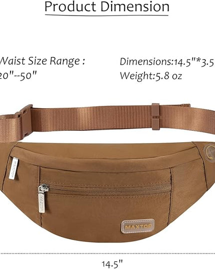 MAXTOP Large Crossbody Fanny Pack with 4-Zipper Pockets,Gifts for Enjoy Sports Festival Workout Traveling Running Casual Hands-Free Wallets Waist Pack Phone Bag Carrying All Phones