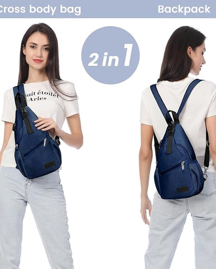 LOVEVOOK Sling Bag for Women Casual Daypack Nylon Crossbody Sling Backpack Travel Shoulder Bag Hiking Daypack