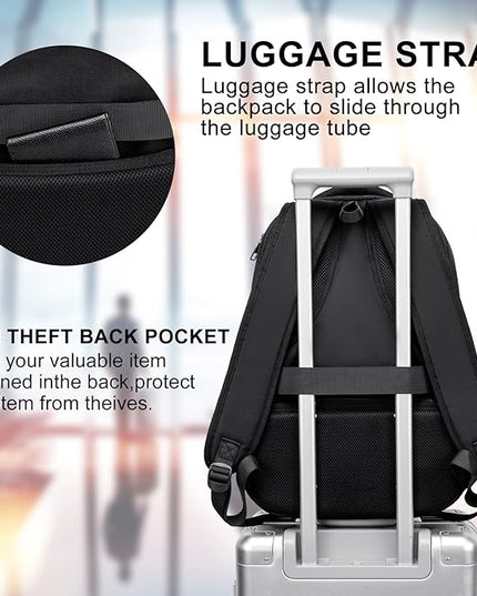 School Backpack for Teen Boys & College Students - 17.3 Inch Laptop Backpack with USB Charging Port, Anti-Theft Water Resistant Large Bookbag for Men, Travel & Work, Black