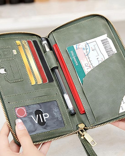 Passport Holder for Travel Women and Men RFID Passport Holder with Card Slots Holder Passport Case Passport cover Passport Wallet Travel Essentials and Accessories (Zipper, Olive Green Zipper)