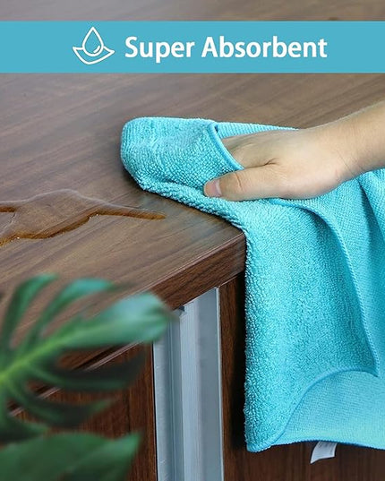HOMEXCEL Microfiber Cleaning Cloth,100 Pack Cleaning Rags, Cleaning Towels with 4 Color Assorted, 11.5"X11.5" Shop Towels (Green/Blue/Yellow/Pink)