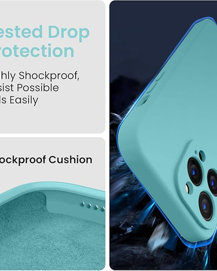 FireNova Designed for iPhone 14 Pro Case, Silicone Upgraded [Camera Protection] Phone Case with [2 Screen Protectors], Soft Anti-Scratch Microfiber Lining Inside, 6.1 inch, Sea Blue