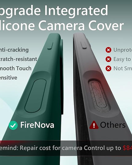 FireNova Magnetic for iPhone 17 Pro Case, Compatible with MagSafe, [Integrated Silicone Camera Control Button] [Camera Protection] Anti-Scratch Microfiber Lining Phone Case, 6.3", Midnight Green