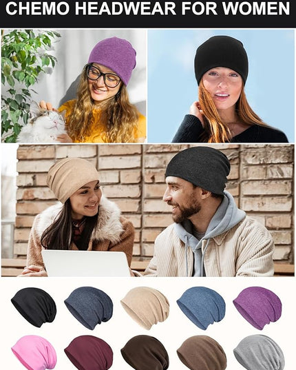 Senker Fashion Slouchy Beanie Hats for Women Men, Chemo Headwear Cotton Beanies Soft Lightweight Chemo Skull Cap Elastic