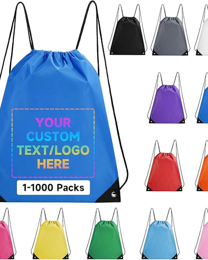 Custom Drawstring Backpacks With Your Logo, 1 Pack Personalized Text Drawstring Bags String Bag Bulk, Great for Travelling, Gym and for Everyday Use (Royal Blue)