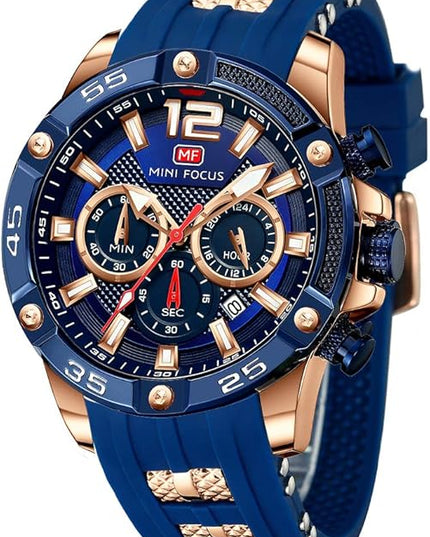 MF MINI FOCUS Men Watches Unique Casual Wrist Watches (Chronograph/Waterproof/Luminous/Calendar/24 Hours) Silicon Band Fashion Watches for Men