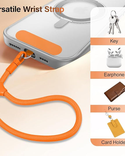Dadanism Phone Wrist Strap, Universal Adjustable Hand Wrist Strap Lanyard for iPhone 17 and Most Smartphones, Multifunctional Patch Lanyard with Phone Tether Tab for Women and Men, Orange
