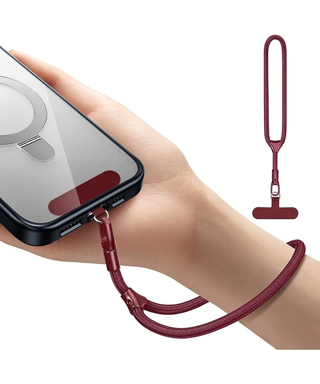 Dadanism Phone Wrist Strap, Universal Adjustable Hand Wrist Strap Lanyard for iPhone 17 and Most Smartphones, Multifunctional Patch Lanyard with Phone Tether Tab for Women and Men, Wine Red