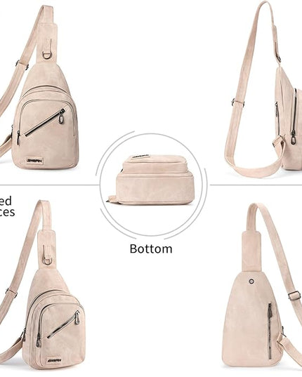 FALAN MULE Crossbody Bags for Women Trendy Leather Sling Chest Bag Fanny Packs for Women