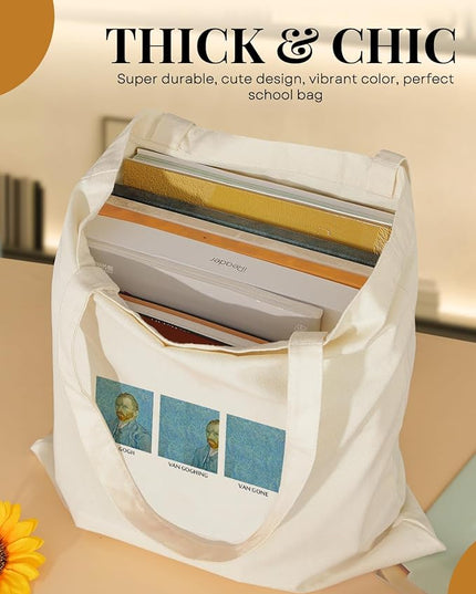 AUSVKAI Canvas Tote Bag for Women, Aesthetic Cute Grocery Grocery Reusable Cotton Gift Bag for Shooping Beach Trendy Gifts