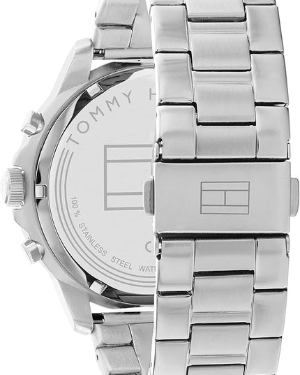Tommy Hilfiger Men's Dressy Watch – Quartz Multifunction, Stainless Steel Case, Skeleton Dial, Link Bracelet – Gift for Him