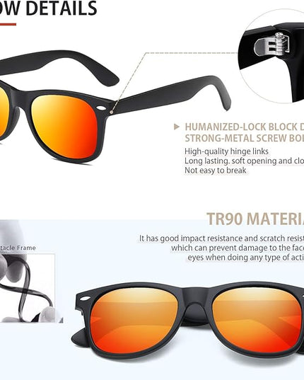 FEIDUSUN Sunglasses Men Polarized Sunglasses for Mens and Womens,Black Retro Sun Glasses Driving Fishing UV Protection