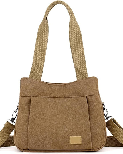 Sunshinejing Women's Canvas Purse Small Shoulder Tote Work Crossbody Bag Multi-pocket Handbag
