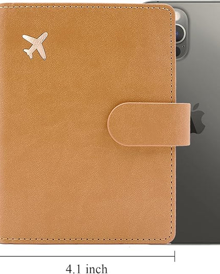 Deziliao Passport Wallet, Brown, Unisex, Faux Leather, Lightweight, Waterproof, RFID Blocking, Slim, 20W
