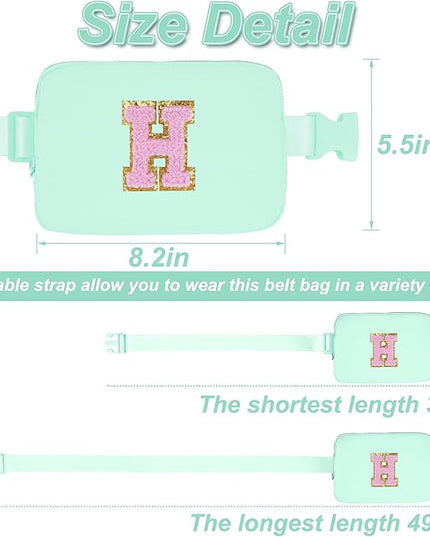 Uygafly Belt Bag Fanny Pack Crossbody Bags with Initials Letter Patch Cute Stuff Birthday Gifts for Teenager Girls Trendy Stuff for Teens | Light Green,H