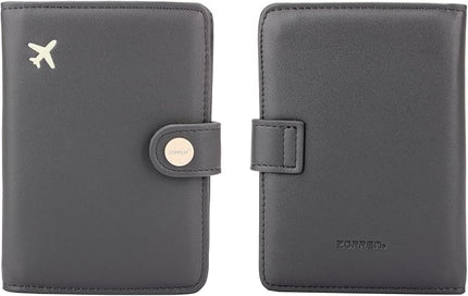 ZOPPEN Passport Holder Women, Passport Cover Travel Wallet Rfid Blocking Passport Wallet Cover Case Travel Essentials Document Organizer, Dark Grey