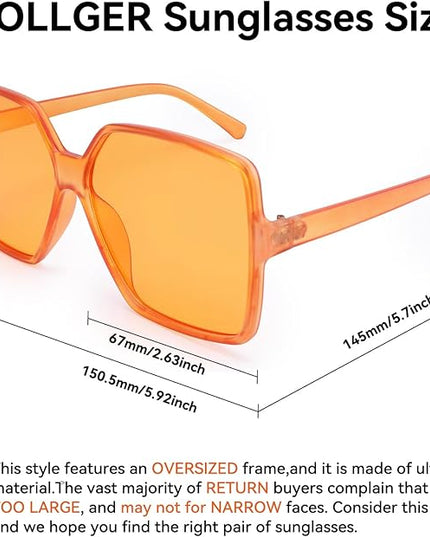 Dollger Oversized Square Sunglasses for Women Big Large Wide Fashion Shades for Men UV Protection Unisex