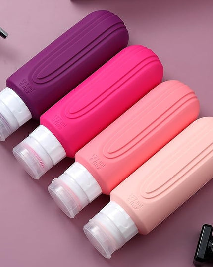 Travel Bottles for Toiletries, Large 6oz Oversize Containers, BPA Free Leak Proof Tubs Refillable Liquid Traveler Accessories with Toiletry Bag for Cometic Shampoo and Lotion Soap (4 Pack)