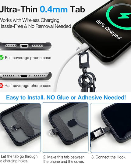 Phone Lanyard Crossbody, 2025 NEW Convertible Neck Strap& Wrist Strap, Adjustable Anti-Theft Lanyard with 2 Phone Tether Tabs, Universal Cell Phone Strap for iPhone 17 Pro Max Case, Black