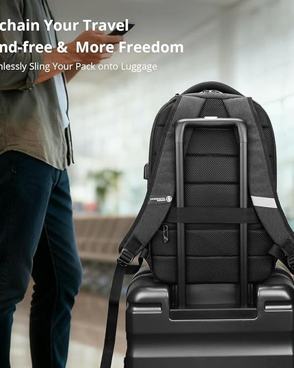 Swissdigital Design Business Laptop Backpack, College Laptops Backpack with USB Charging Port for Men and Women Fits 16 Inch Notebook, Grey-Finder Color Random | SD1670BT013-02