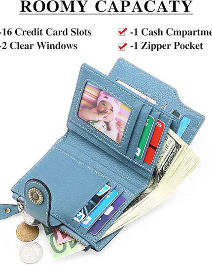 FALAN MULE Small Wallet for Women Leather Bifold Compact Small Womens Wallet with RFID Blocking