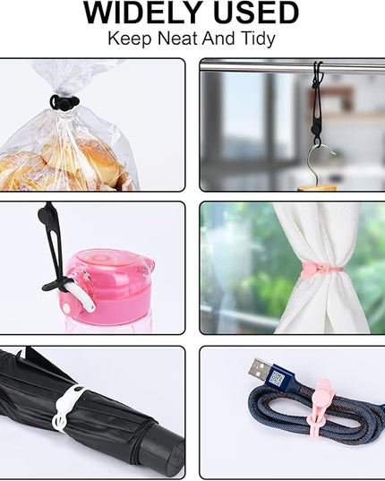 32Pcs Silicone Cable Ties, Data Cable Organizer Silicone Cable Straps Cord Ties Wrap Reusable Wire Organizers Elastic Cables Cord Management Organizers for Electronics, Home, Office, School, Travel